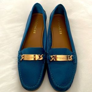 All leather blue loafers
